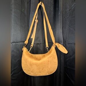 Nanette Lepore Marlie Crossbody Suede Shoulder Bag | Camel Suede